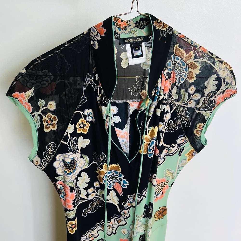 SOLD Roberto Cavalli Spring/Summer 2003 Floral Chinoiserie Bias Cut Dress - Picture 5 of 9